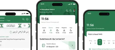 Tampilan aplikasi AyoMuslim di perangkat mobile